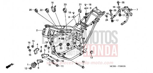 CARROSSERIE DE CHASSIS XL650V5 de 2005